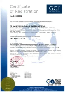 Certificate ISO 45001-2018